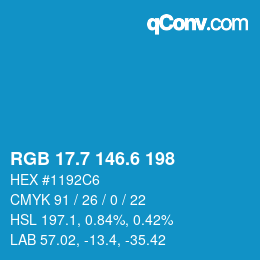 カラーコード: RGB 17.7 146.6 198 | qconv.com