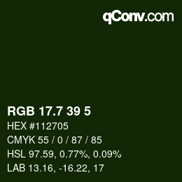 カラーコード: RGB 17.7 39 5 | qconv.com