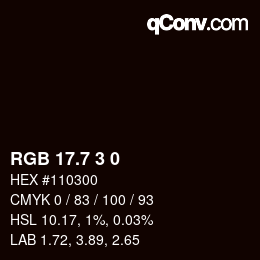 カラーコード: RGB 17.7 3 0 | qconv.com