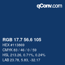カラーコード: RGB 17.7 56.6 105 | qconv.com