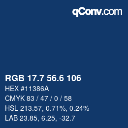 カラーコード: RGB 17.7 56.6 106 | qconv.com
