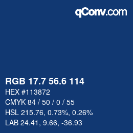 カラーコード: RGB 17.7 56.6 114 | qconv.com