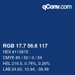 カラーコード: RGB 17.7 56.6 117 | qconv.com