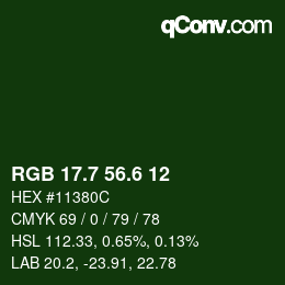 カラーコード: RGB 17.7 56.6 12 | qconv.com