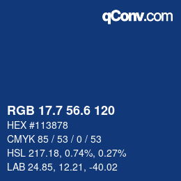 カラーコード: RGB 17.7 56.6 120 | qconv.com