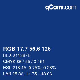 カラーコード: RGB 17.7 56.6 126 | qconv.com