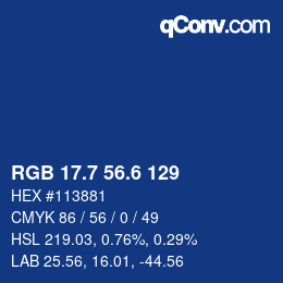 カラーコード: RGB 17.7 56.6 129 | qconv.com