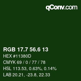 カラーコード: RGB 17.7 56.6 13 | qconv.com