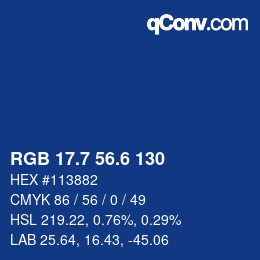 カラーコード: RGB 17.7 56.6 130 | qconv.com