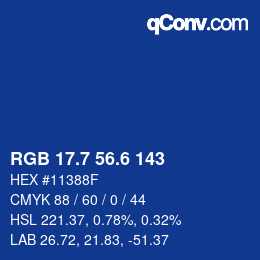 カラーコード: RGB 17.7 56.6 143 | qconv.com