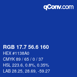 カラーコード: RGB 17.7 56.6 160 | qconv.com