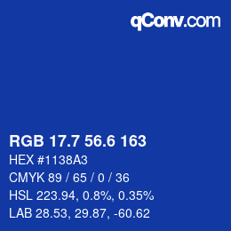 カラーコード: RGB 17.7 56.6 163 | qconv.com