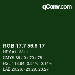 カラーコード: RGB 17.7 56.6 17 | qconv.com