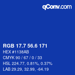 カラーコード: RGB 17.7 56.6 171 | qconv.com