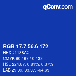 カラーコード: RGB 17.7 56.6 172 | qconv.com