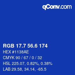 カラーコード: RGB 17.7 56.6 174 | qconv.com