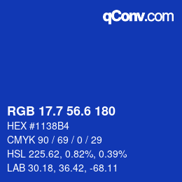 カラーコード: RGB 17.7 56.6 180 | qconv.com