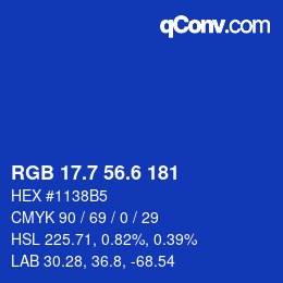 カラーコード: RGB 17.7 56.6 181 | qconv.com