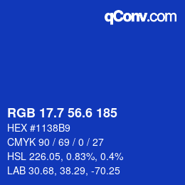 カラーコード: RGB 17.7 56.6 185 | qconv.com