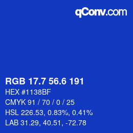 カラーコード: RGB 17.7 56.6 191 | qconv.com