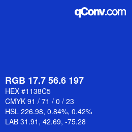 カラーコード: RGB 17.7 56.6 197 | qconv.com
