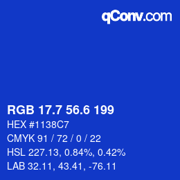 カラーコード: RGB 17.7 56.6 199 | qconv.com