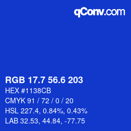 カラーコード: RGB 17.7 56.6 203 | qconv.com