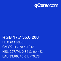 カラーコード: RGB 17.7 56.6 208 | qconv.com