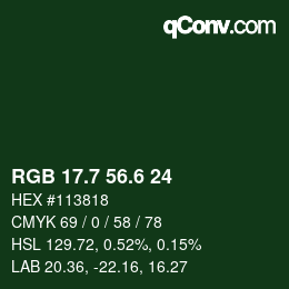 カラーコード: RGB 17.7 56.6 24 | qconv.com