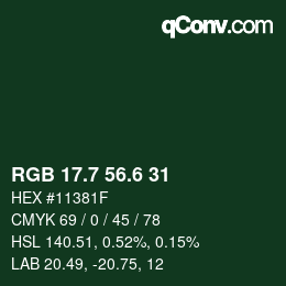 カラーコード: RGB 17.7 56.6 31 | qconv.com