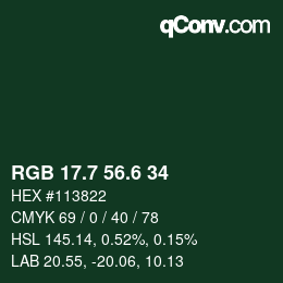 カラーコード: RGB 17.7 56.6 34 | qconv.com