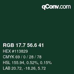 カラーコード: RGB 17.7 56.6 41 | qconv.com