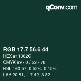 カラーコード: RGB 17.7 56.6 44 | qconv.com