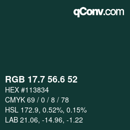 カラーコード: RGB 17.7 56.6 52 | qconv.com