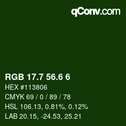 カラーコード: RGB 17.7 56.6 6 | qconv.com