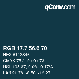 カラーコード: RGB 17.7 56.6 70 | qconv.com
