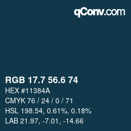 カラーコード: RGB 17.7 56.6 74 | qconv.com