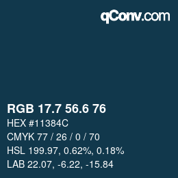 カラーコード: RGB 17.7 56.6 76 | qconv.com