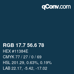 カラーコード: RGB 17.7 56.6 78 | qconv.com