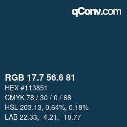 カラーコード: RGB 17.7 56.6 81 | qconv.com