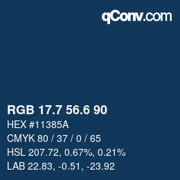 カラーコード: RGB 17.7 56.6 90 | qconv.com