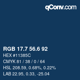 カラーコード: RGB 17.7 56.6 92 | qconv.com