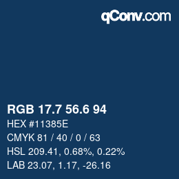 カラーコード: RGB 17.7 56.6 94 | qconv.com