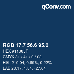 カラーコード: RGB 17.7 56.6 95.6 | qconv.com