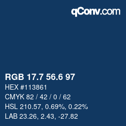 カラーコード: RGB 17.7 56.6 97 | qconv.com