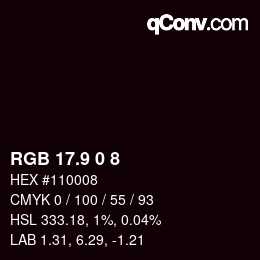 カラーコード: RGB 17.9 0 8 | qconv.com