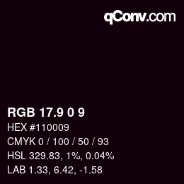 カラーコード: RGB 17.9 0 9 | qconv.com