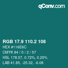 Color code: RGB 17.9 110.2 108 | qconv.com