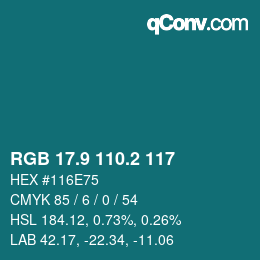 Color code: RGB 17.9 110.2 117 | qconv.com