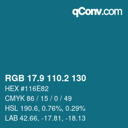 カラーコード: RGB 17.9 110.2 130 | qconv.com